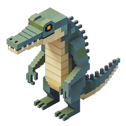 Voxel Crocodile Character - 3D Pixel Art Icon