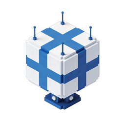 Isometric Voxel Cube Tech Icon - Blue & White 3D