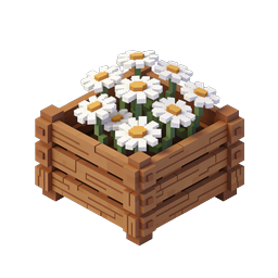 Voxel Daisy Flower Planter Box 3D Icon