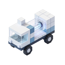 Isometric Voxel Data Truck Icon - 3D Pixel Art Server Delivery