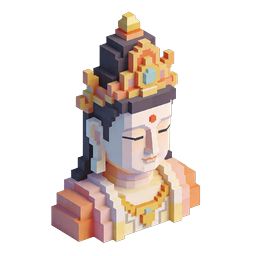 Ícone de Busto de Divindade Voxel | Pixel Art 3D Isométrica