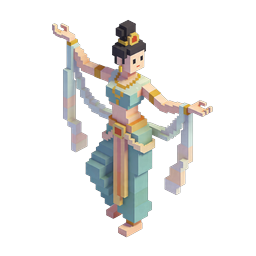 Voxel Deity Dancer 3D Character Icon - Isometric