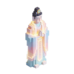 Voxel Buddhist Deity Figure Icon - 3D Spiritual Character