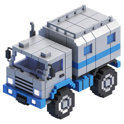 Voxel Delivery Truck Isometric 3D Pixel Art Icon