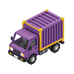 Voxel Purple Delivery Truck Isometric Pixel Art Icon