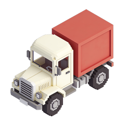 Voxel Delivery Truck Isometric 3D Icon for Logistics