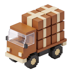 Voxel Delivery Truck 3D Isometric Icon