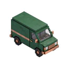 ไอคอน 3D รถบรรทุกส่งของแบบ Voxel - พิกเซลอาร์ตมุมมองไอโซเมตริก
