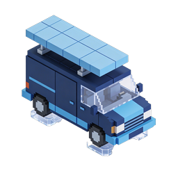 Isometric Voxel Delivery Truck 3D Icon - Blue Cargo Vehicle
