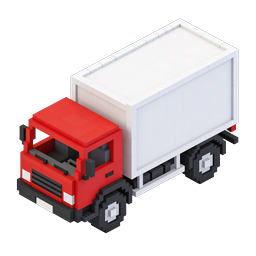 Isometric Voxel Delivery Truck Icon - 3D Pixel Art