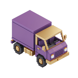 Voxel Purple Delivery Truck Icon - 3D Isometric Style
