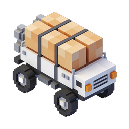 Voxel Delivery Truck Icon with Cargo Boxes