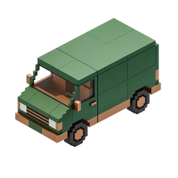 ไอคอนรถบรรทุกส่งของแบบ Voxel - พิกเซลอาร์ต 3D มุมมองไอโซเมตริก