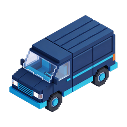 물류 및 배송을 위한 Voxel Isometric 배달 트럭 아이콘