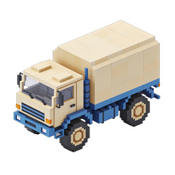 ไอคอน 3D รถบรรทุกส่งของวอกเซลสำหรับโลจิสติกส์และการขนส่ง
