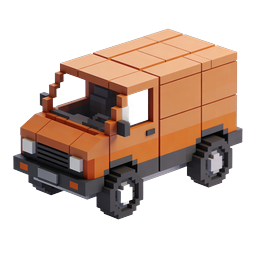 Isometric Voxel Delivery Van Icon | 3D Pixel Art