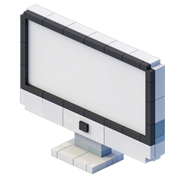Isometric Voxel Desktop Monitor Icon | 3D Tech