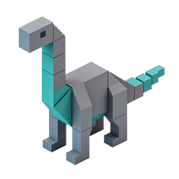 Voxel Dinosaur Icon - 3D Blocky Sauropod Design