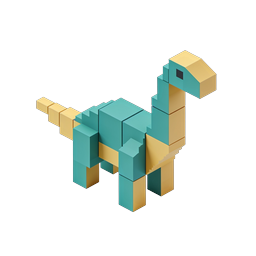 Voxel Dinosaur Icon - 3D Isometric Block Design