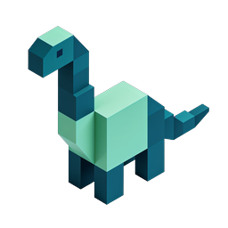 Isometric Voxel Dinosaur Icon in Teal & Mint