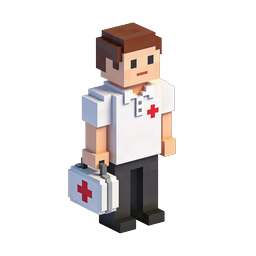 Voxel Doctor Character Icon | 3D Medical Professional