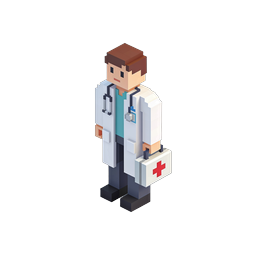 Voxel Doctor Character - 3D Pixel Medical Icon