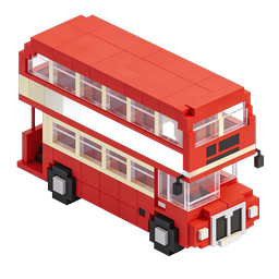 Voxel Doppeldeckerbus-Icon - 3D Block Art
