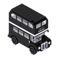 Ícone 3D de Ônibus de Dois Andares Isométrico Voxel