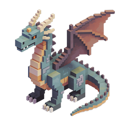 Voxel Dragon 3D Icon - Isometric Fantasy Game Asset
