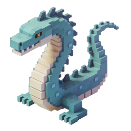 3D Voxel Dragon Creature Icon - Blocky Fantasy Game Art