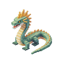 Voxel 3D Dragon Icon - Isometric Pixel Art