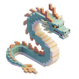 Voxel Dragon Icon - Isometric 3D Pixel Art Creature