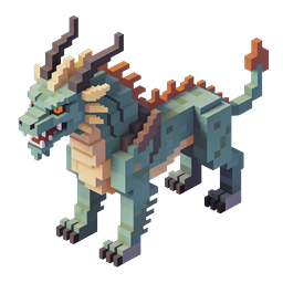 Voxel Pixel Art Dragon Icon | 3D Game Asset