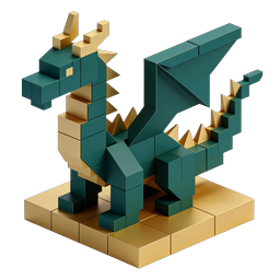 Voxel Dragon 3D Icon - Block-Style Fantasy Creature