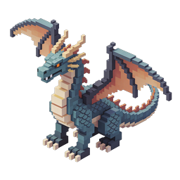 Icono de dragón voxel 3D – recurso de juego en pixel art isométrico