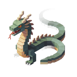 Isometric Voxel Dragon 3D Block Art Icon