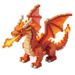 Voxel Dragon 3D Icon - Fire-Breathing Pixel Art