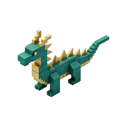 Voxel Dragon 3D Icon - Pixel Art Fantasy Creature