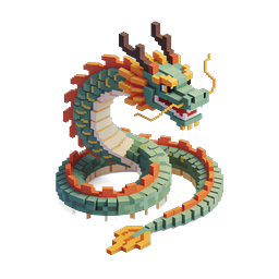 3D Voxel Chinese Dragon Icon - Fantasy Game Asset