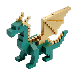 Voxel Dragon 3D Icon | Isometric Blocky Dragon
