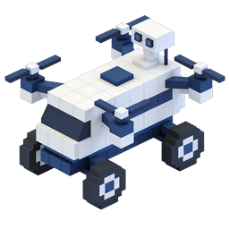 ไอคอนโดรนควอดคอปเตอร์ 3D แบบ Voxel - ภาพประกอบเทคโนโลยีแบบ Isometric