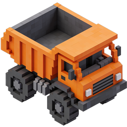 Voxel Dump Truck Icon - Isometric 3D Block Art