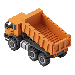 Icono de camión volquete Voxel - Vehículo de construcción 3D