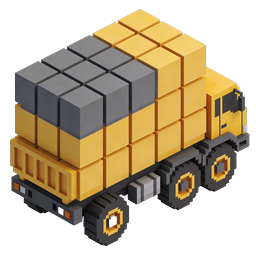 Isometrisches Voxel-Kipper 3D-Icon - Pixel-Art-Stil