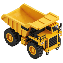 Voxel Dump Truck 3D Construction Vehicle Icon
