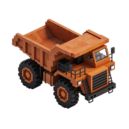 Voxel Dump Truck 3D Icon | Pixel Art Construction Vehicle