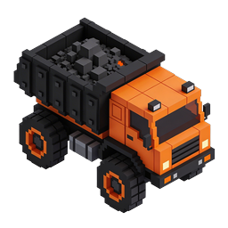 Voxel Dump Truck Icon - Isometric 3D Pixel Art