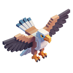 Voxel Bald Eagle 3D Illustration - Isometric Blocky Bird Icon
