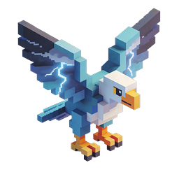 Voxel Eagle 3D Icon - Minecraft Style Bird of Prey