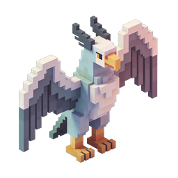 Voxel Eagle 3D Icon - Isometric Pixel Art Bird